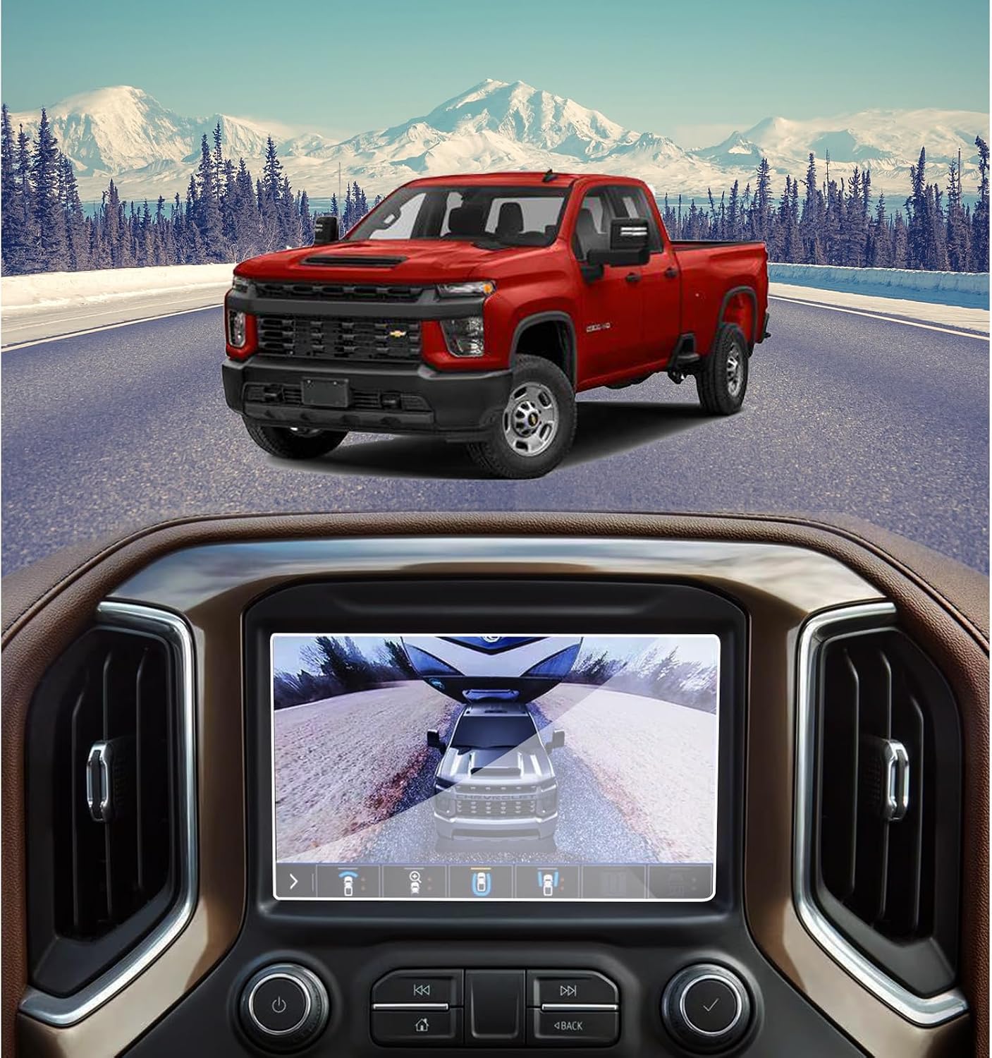 2 Protectores Pantalla Chevy Silverado 1500 2014-8" Vidrio