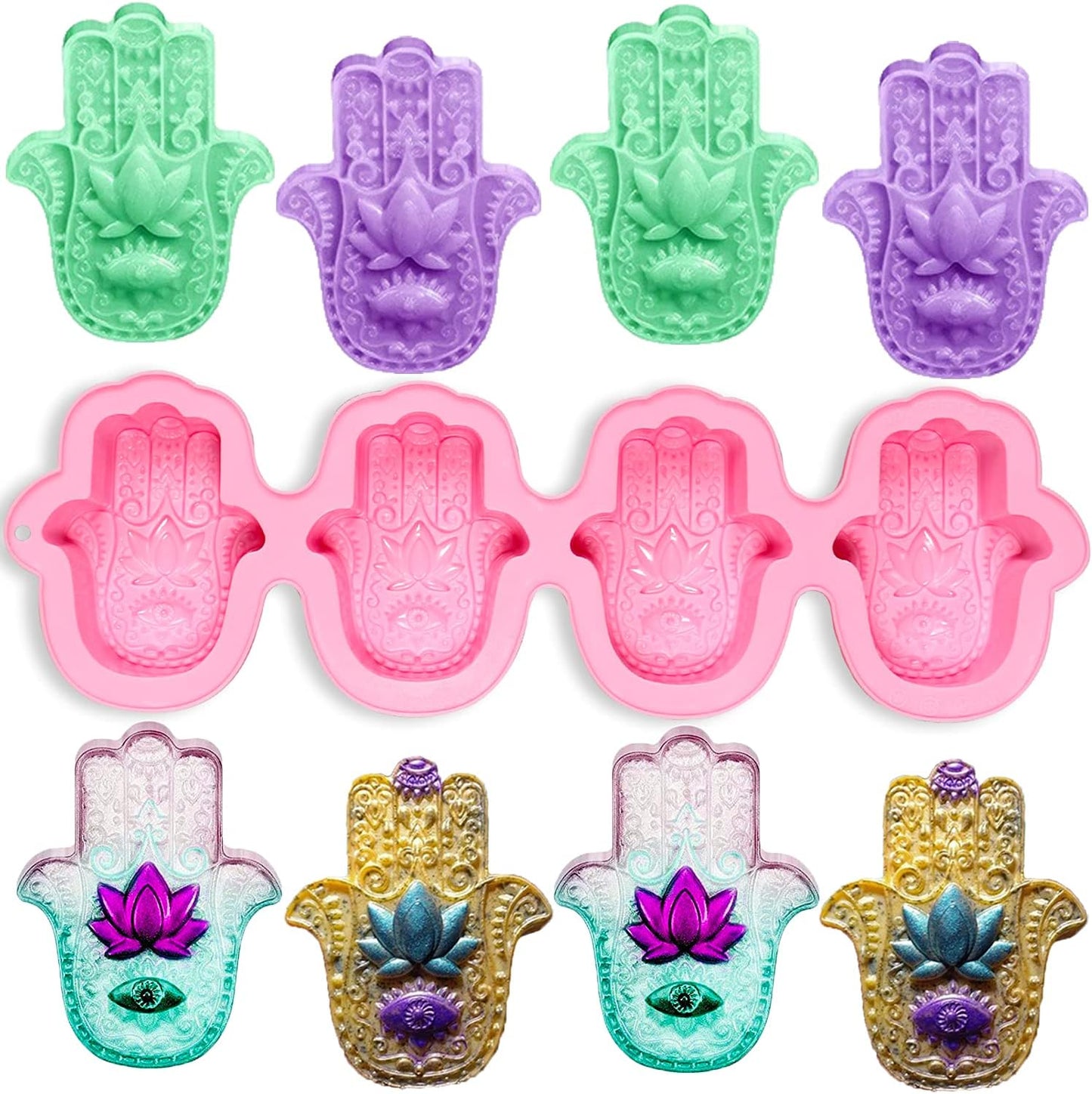 Moldes silicona jabón 4 cavidades manos Fátima bricolaje