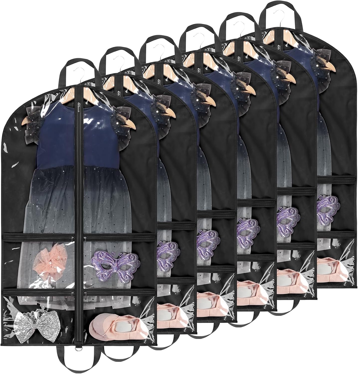 Bolsas transparentes para ropa de baile 40" con 4 bolsillos