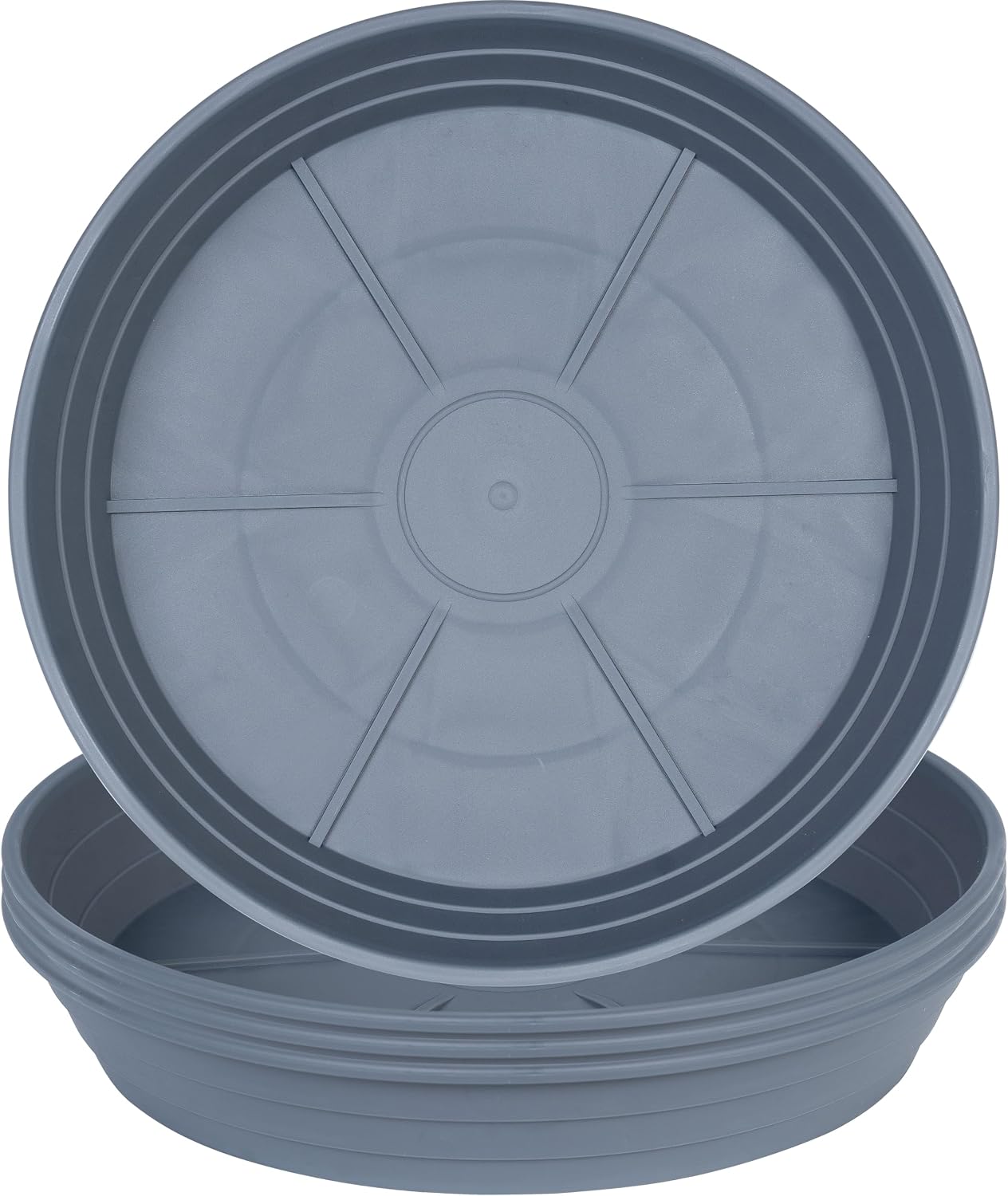 4 Platos Maceta 6pulg Profundos Sin Agujeros Gris