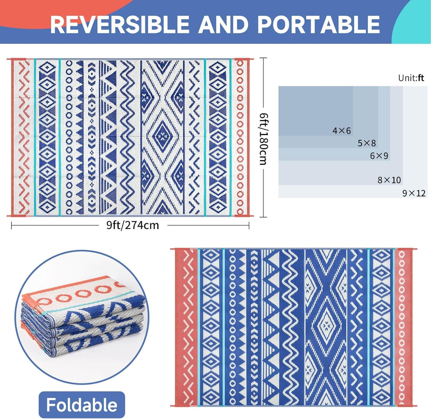 Tapete exterior impermeable plástico 6x9ft
