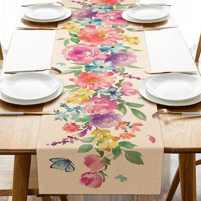 Mesa decoración flores acuarela mariposas interiores
