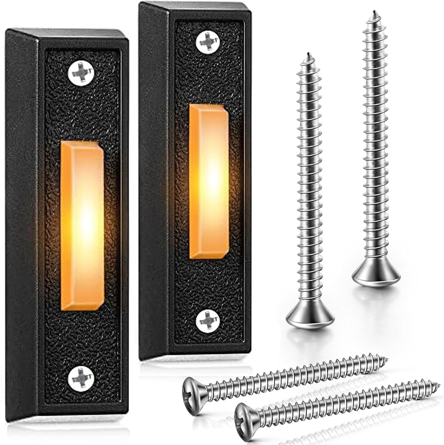 2 Botones Timbre LED con Cable Montaje Pared Negro Luz Calida