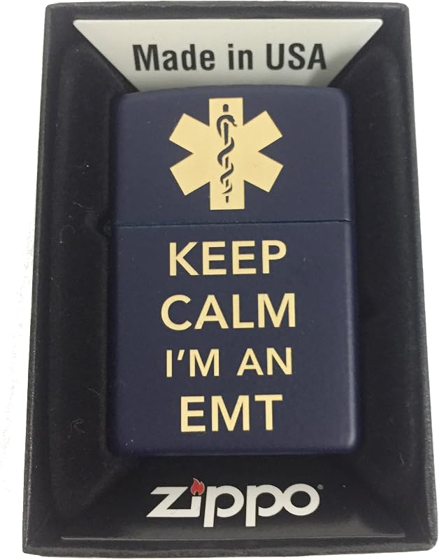 Encendedor personalizado Keep Calm EMT Shield Azul Mate