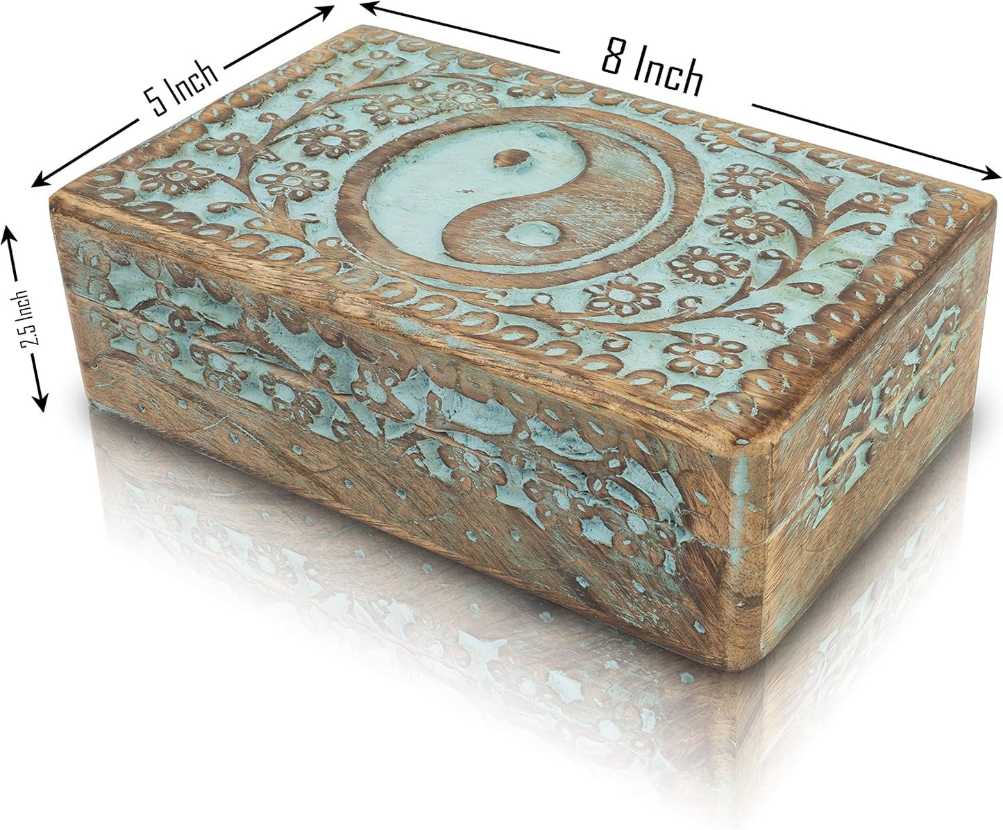 Caja de madera joyas decorativa hecha a mano