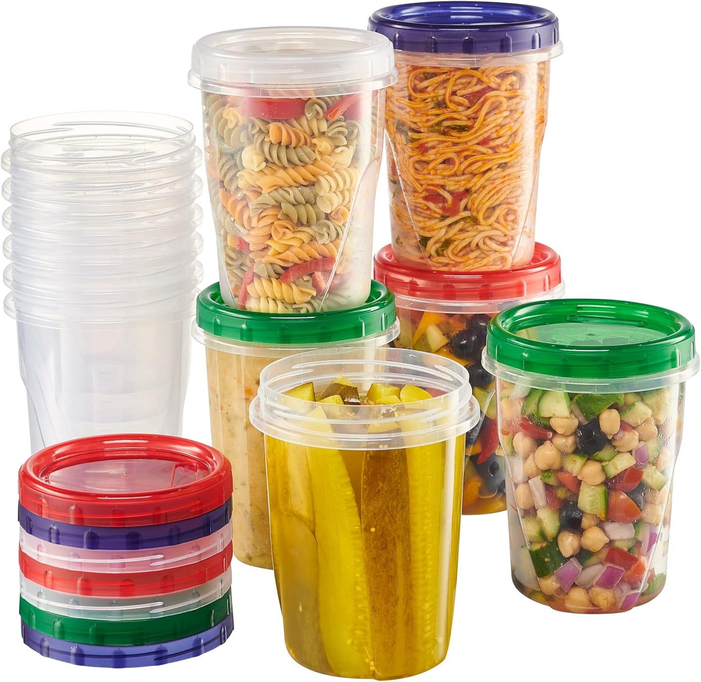 Contenedores plástico 32oz tapas giratorias reutilizables 12 pzas