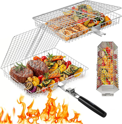 Cesta parrilla acero inox mango extraíble asar