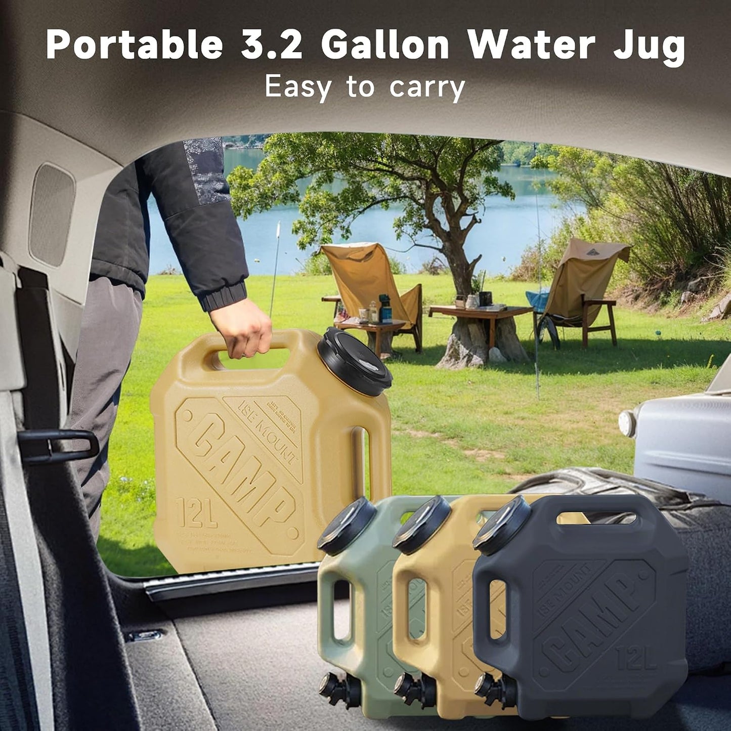 Jarra agua 3.2gal grifo sin BPA para camping emergencias