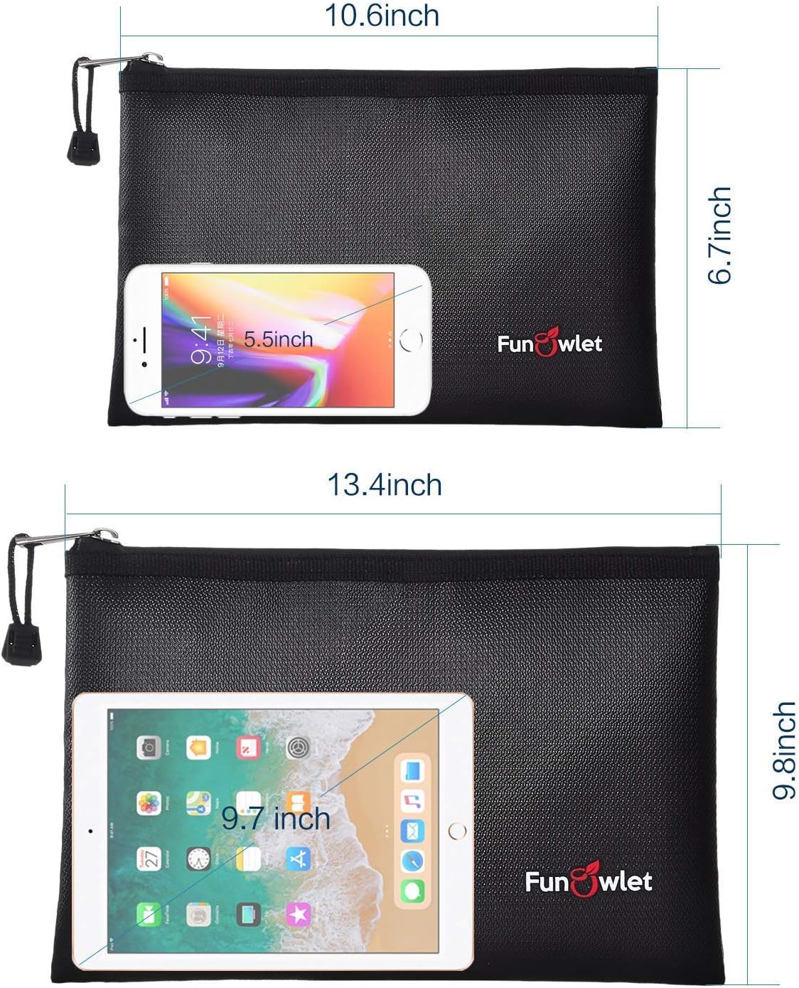 Bolsa ignífuga impermeable para documentos A4 A5 3 pzas