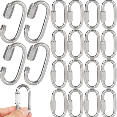 20 Eslabones Cadena Acero Inox M6 Conector Campamento