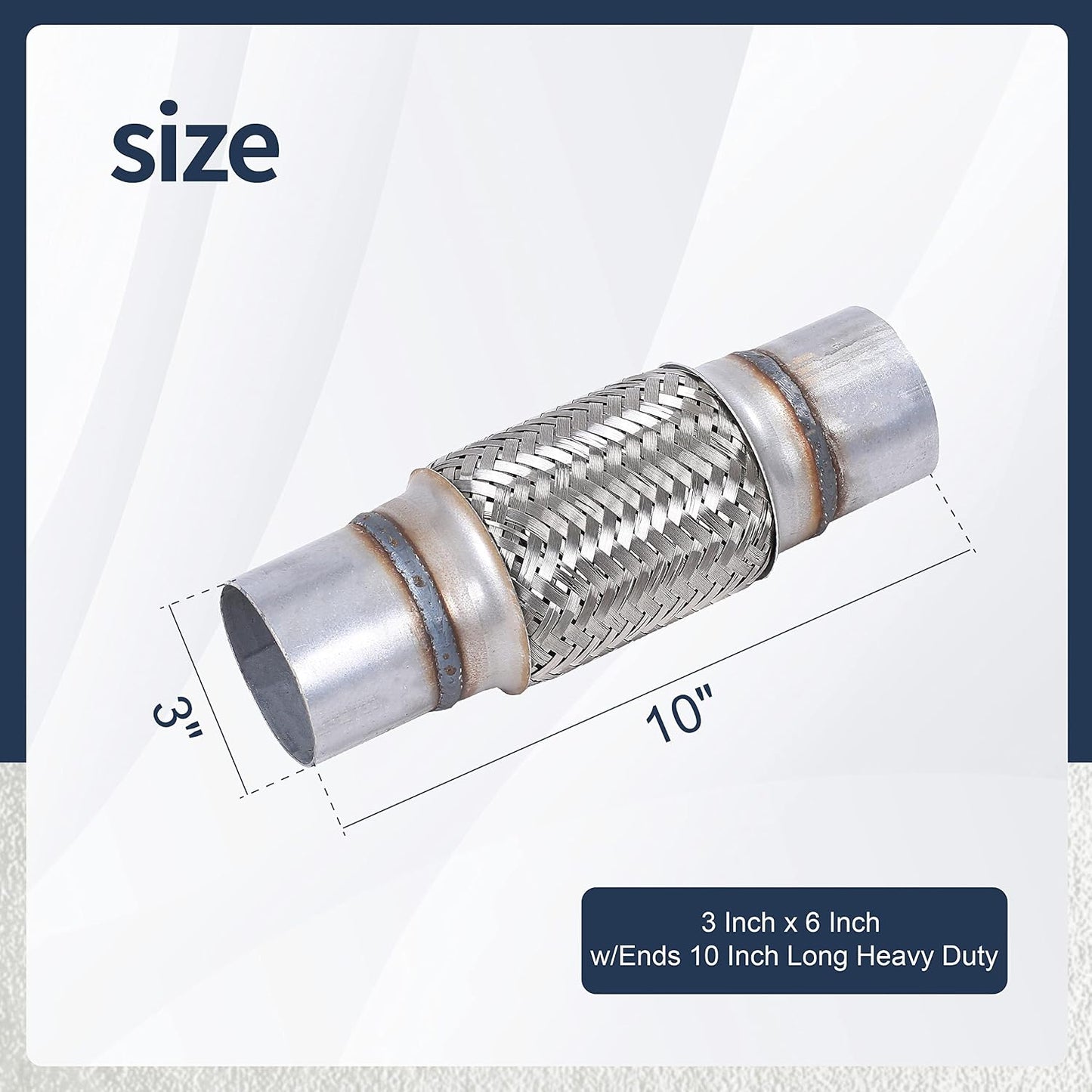 2 Pzas Tubo Escape Acero Inox Trenzado 3x6" 10"