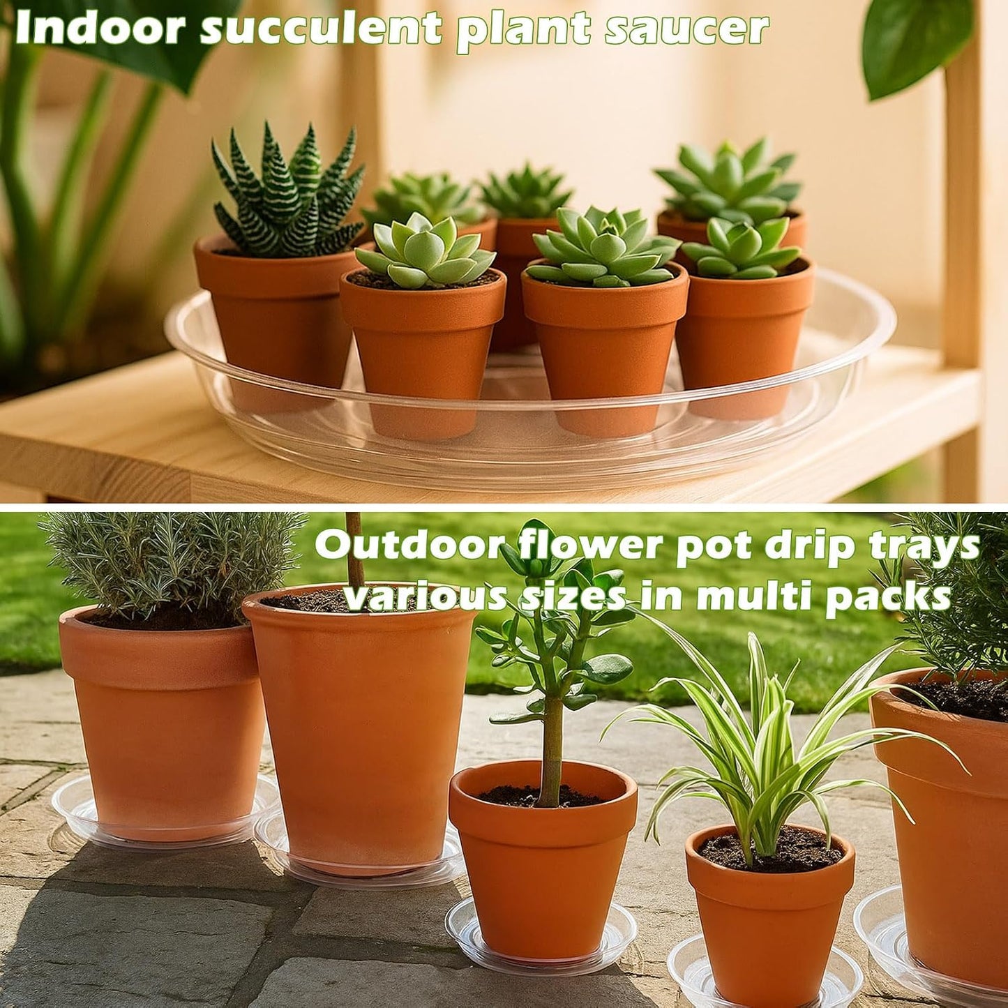 9 Pack Bandejas Plástico 12pulg Transparentes para Plantas
