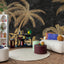 Papel tapiz tela palmeras doradas diseño tropical 137x96"