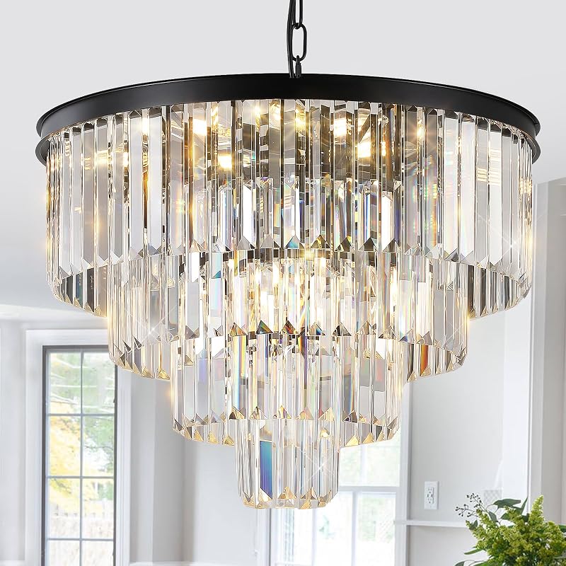 Candelabro moderno de cristal negro 24 colgante estilo