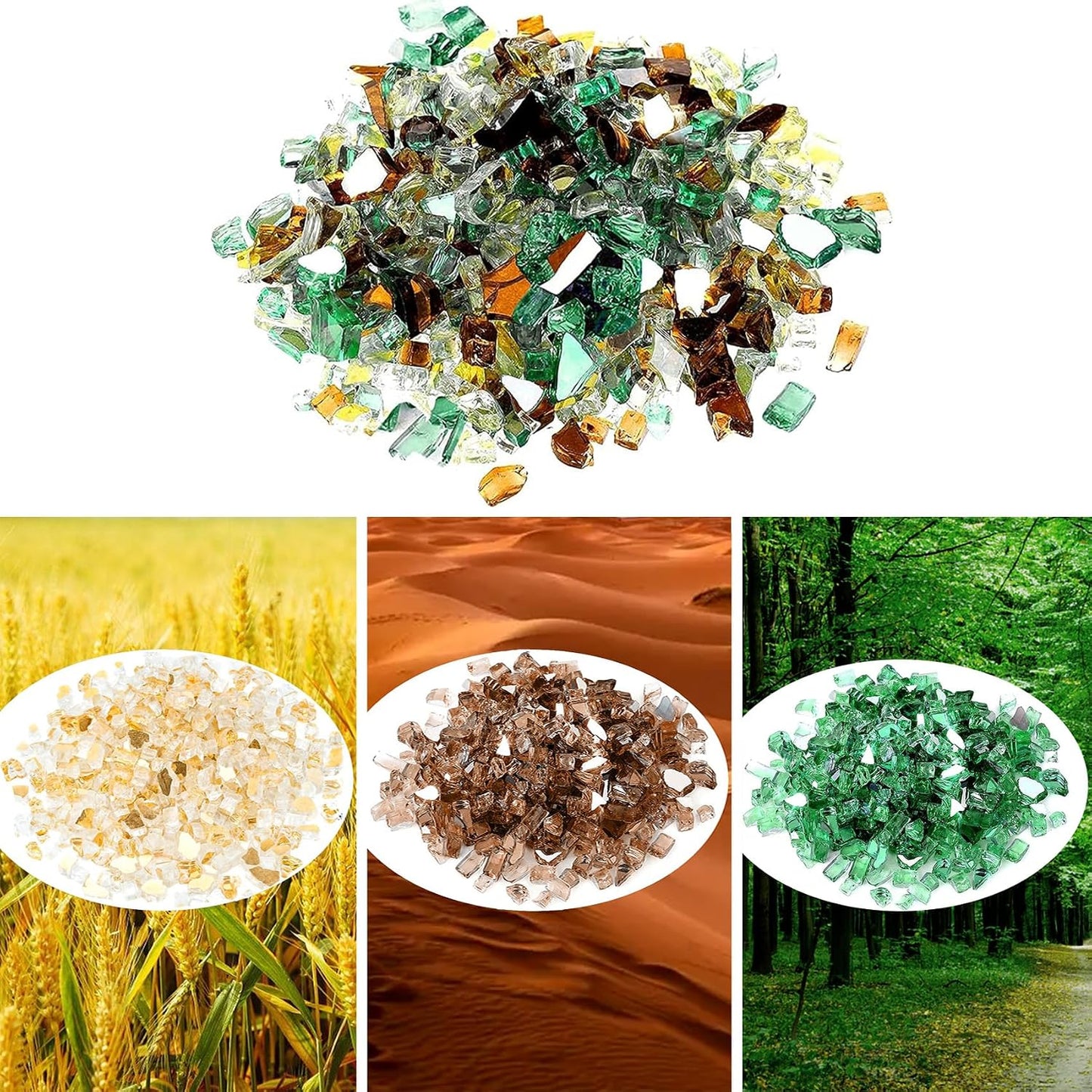 10lb Cristales Fuego Reflectantes ½pulg Colores Mixtos