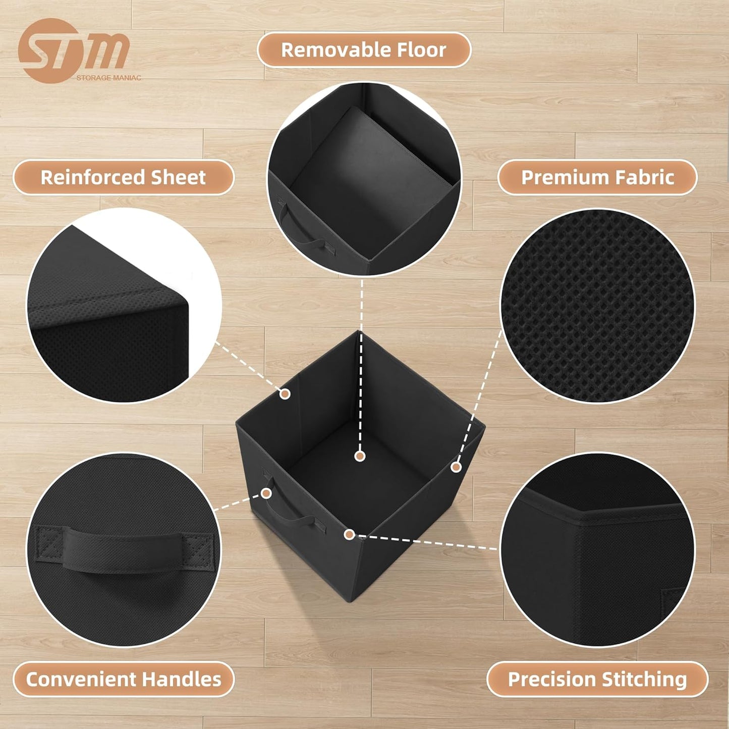 8 Pzas Cubos Almacenamiento Plegables 11" con Asas Tela
