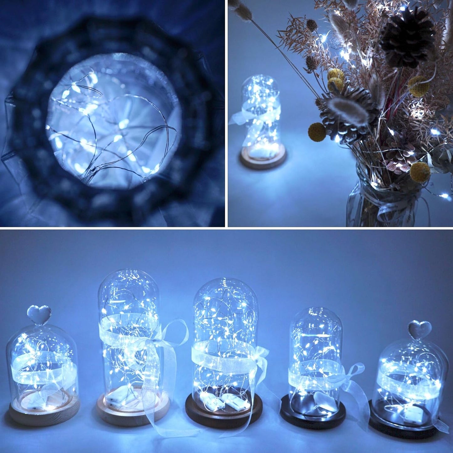20 Luces Hadas LED Alambre Cobre Estrella Decoración