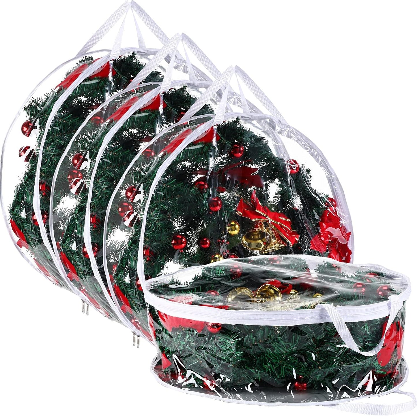 4 Contenedores Plástico 24" Almacenamiento Corona Navidad