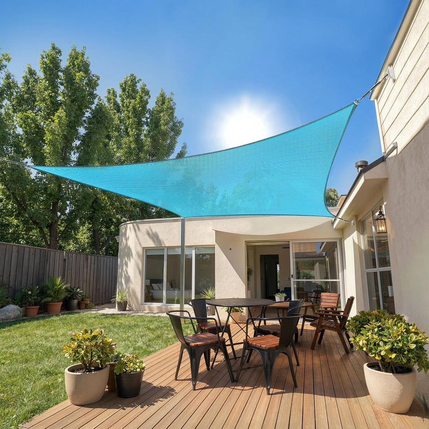 Toldo Vela Rectangular 8x12ft Color Turquesa para Jardín