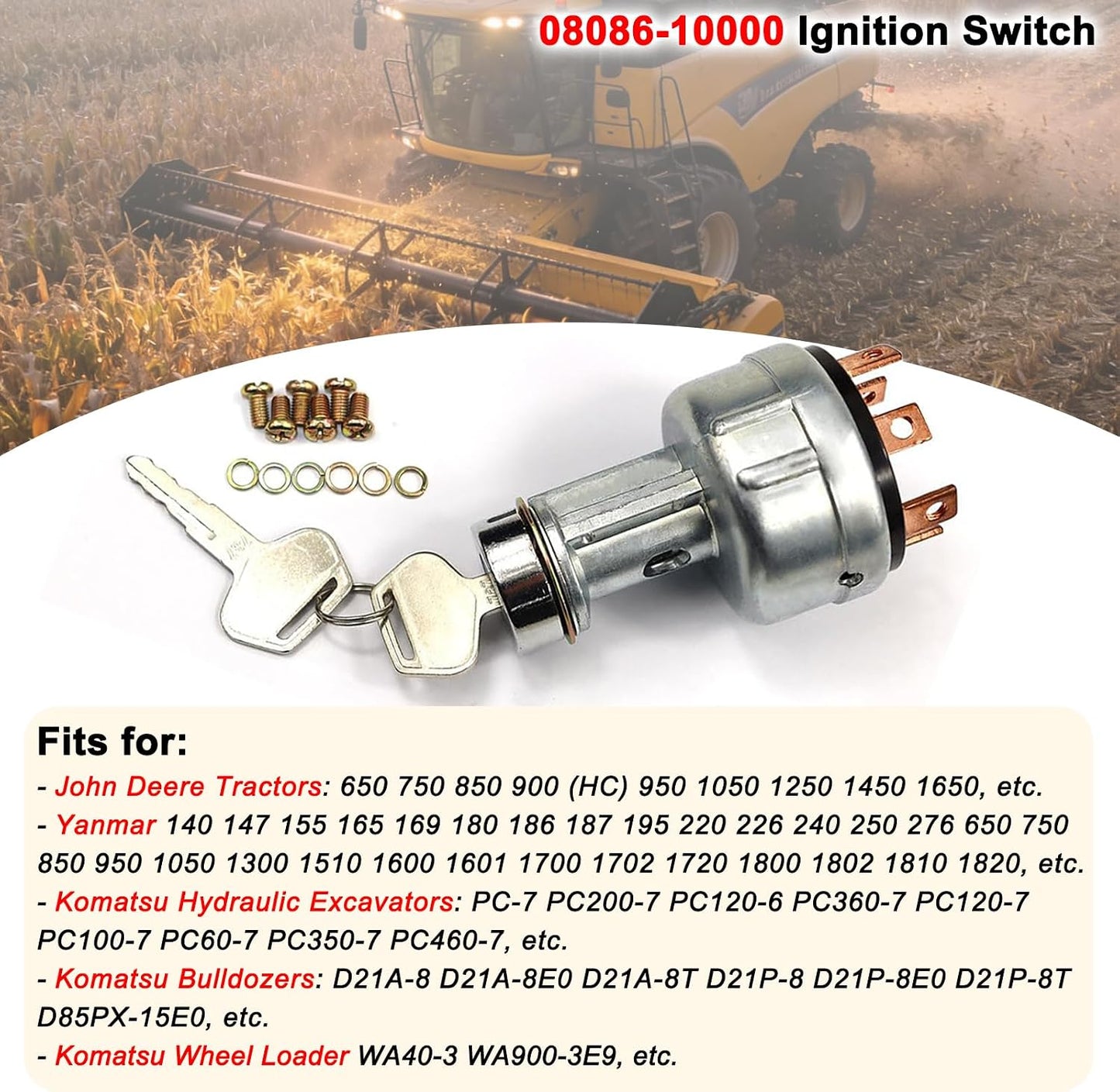 Interruptor encendido 2 llaves comp John Deere Yanmar Komatsu