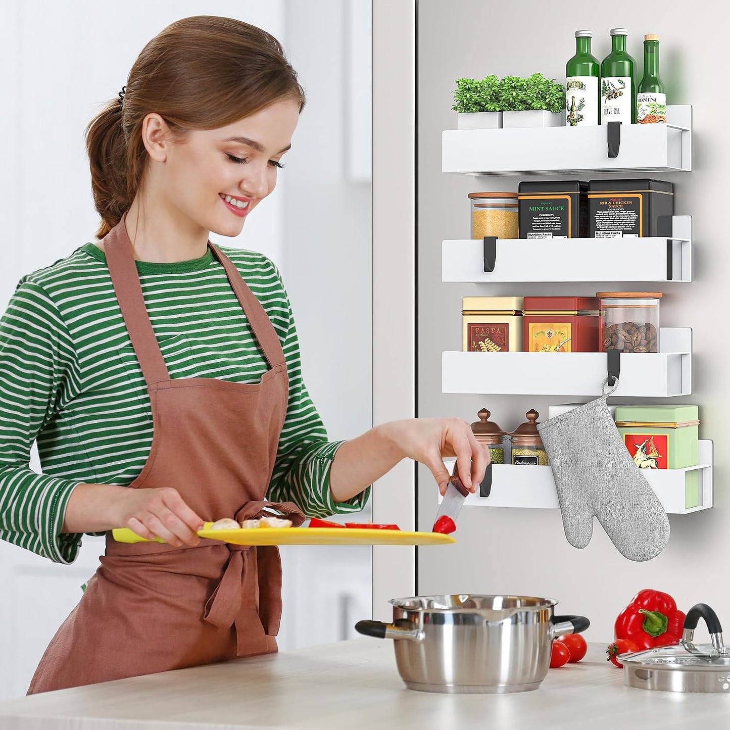 Especiero magnético 6 Pzas para refrigerador blanco