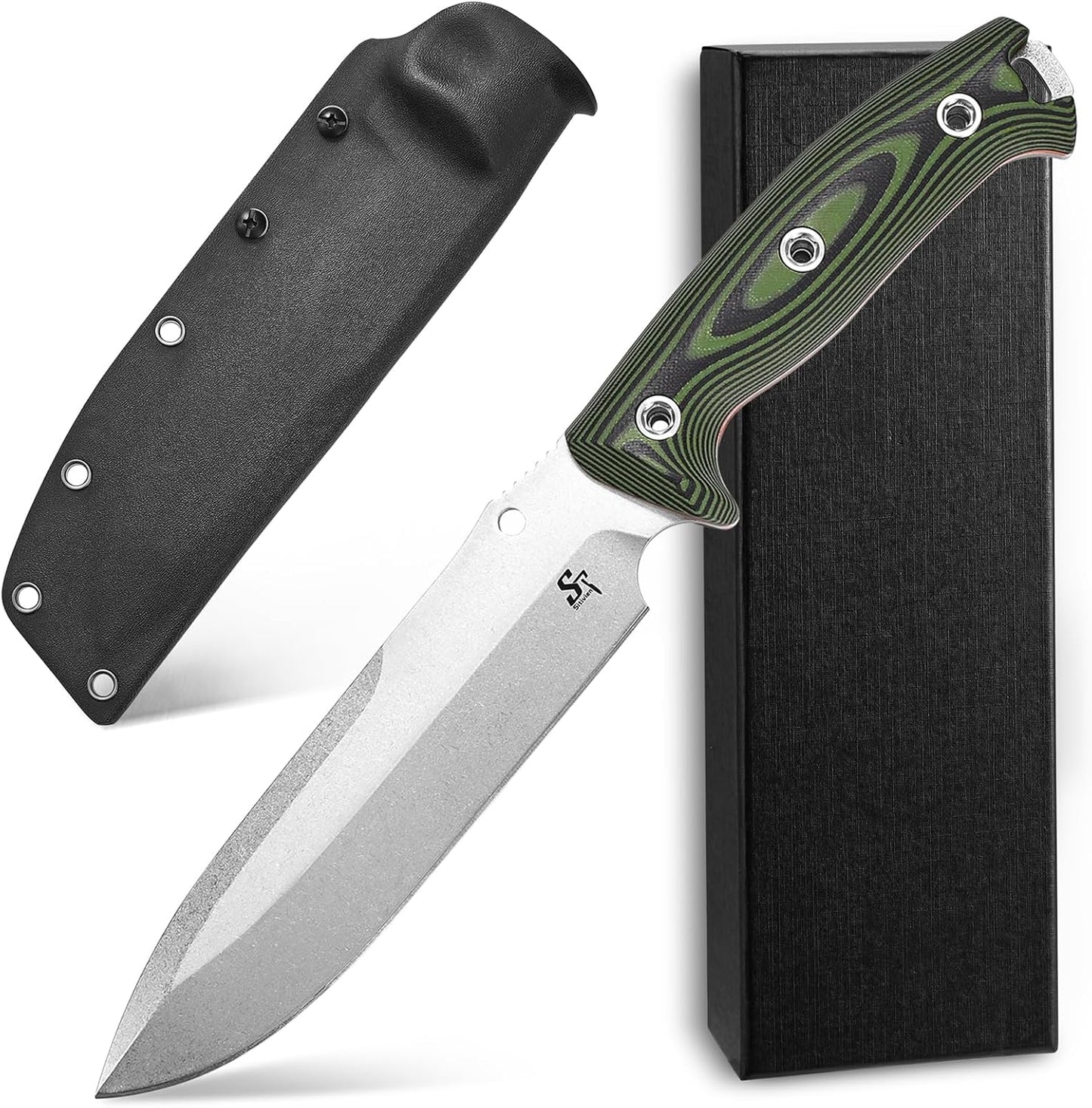 Cuchillo fijo dc53 acero piedra doble g10 mango color plata
