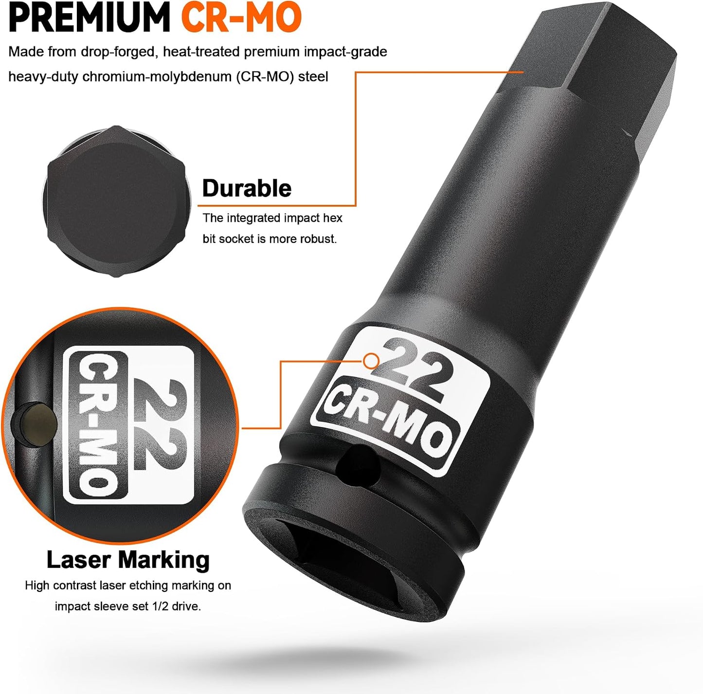 Broca impacto hexagonal 1/2pulg acero Cr-Mo industrial