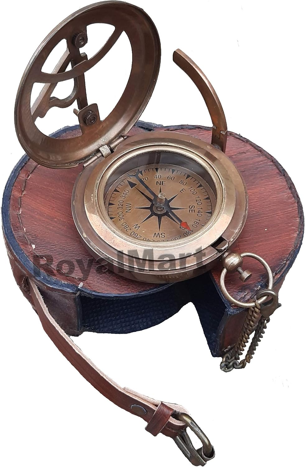 Brújula vintage de latón mecanismo abierto steampunk