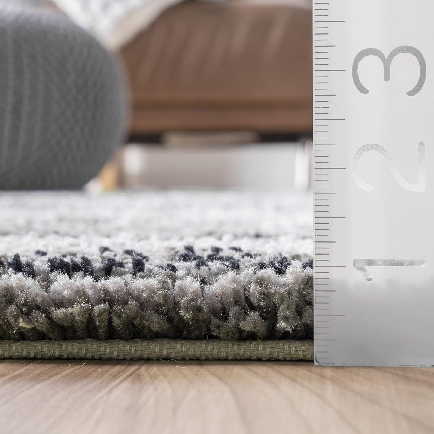 Alfombra decorativa pelo largo tejida a mano 2x3ft gris