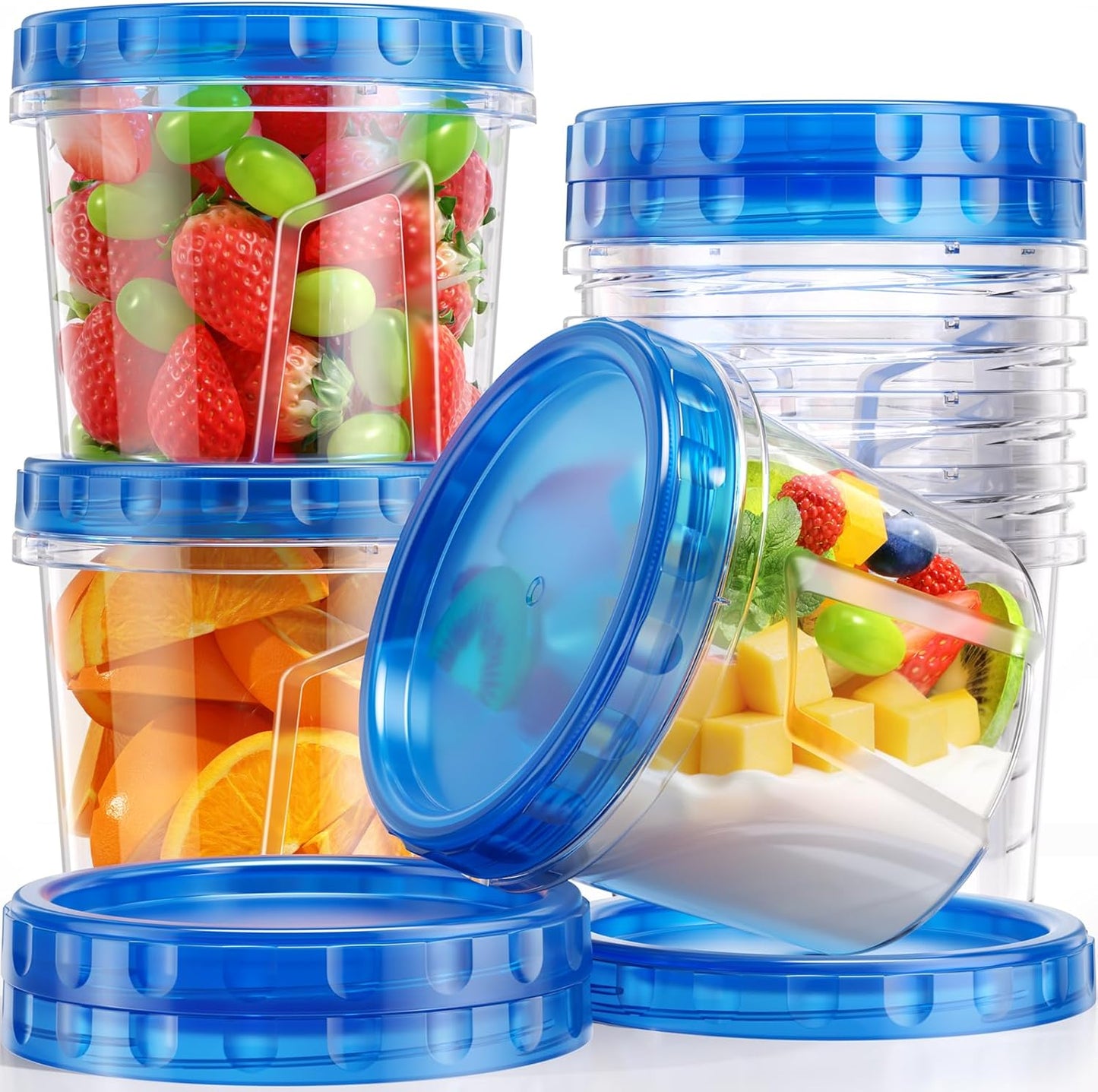 Pack 8 Recipientes Plástico 24oz Sin BPA Tapas Giratorias