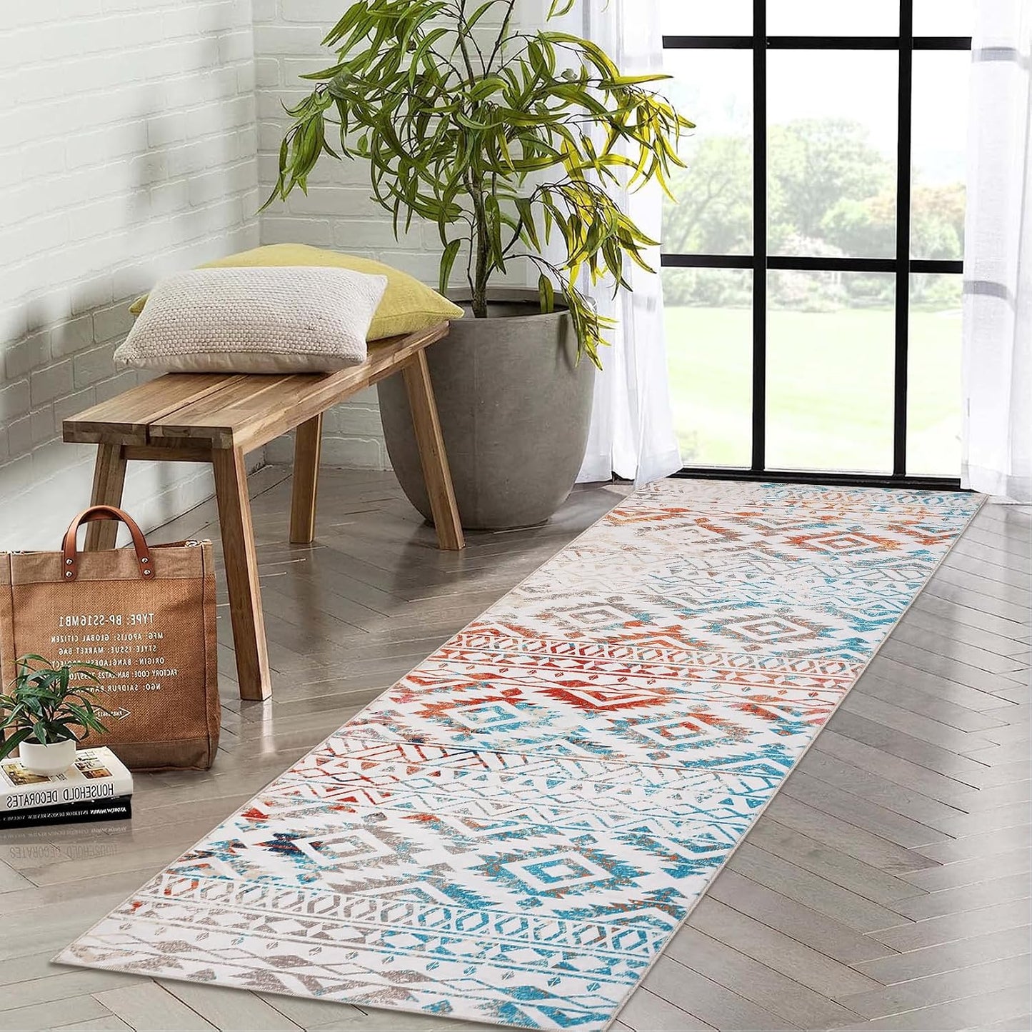 Alfombra pasillo vintage 2x6ft suave antiderrap plegable