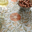 Mantel redondo lino francés azul diseño floral vintage