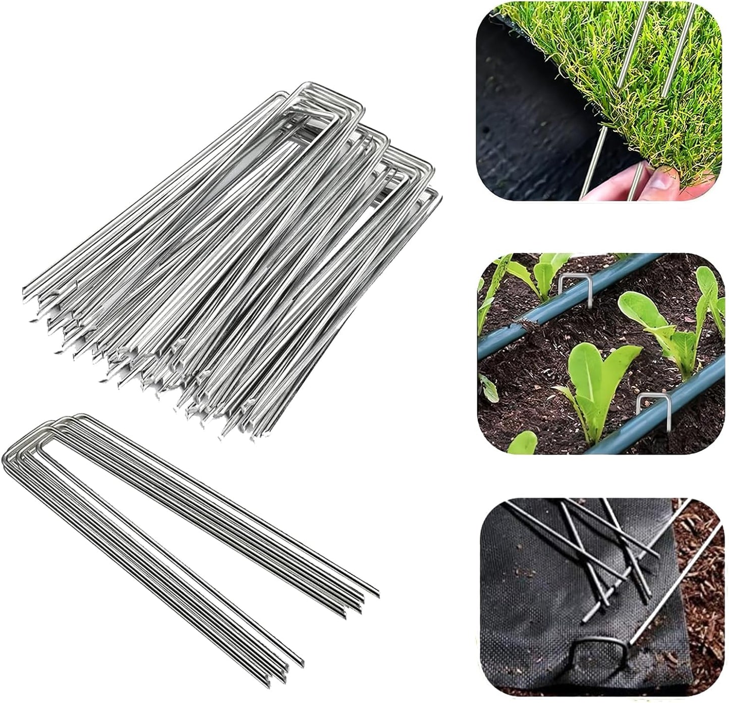 24 Grapas Acero Galvanizado 6pulg para Jardín y Decoración