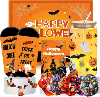 Cesta regalo mujer Halloween tazas cristal espeluznantes