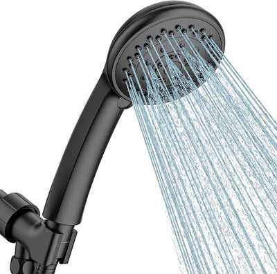 Cabezal ducha alta presión 5 funciones acero inox ajustable negro