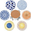 6 Pzas Posavasos Cerámica Serie Acuarela Azul con Base Corcho
