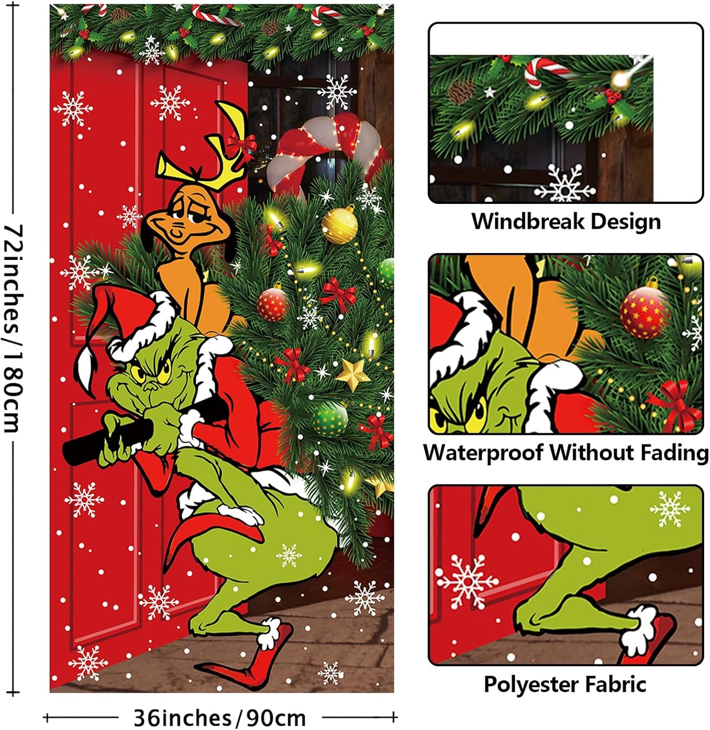 Decoración puerta Navidad 6x3ft bandera cuadrícula búfalo