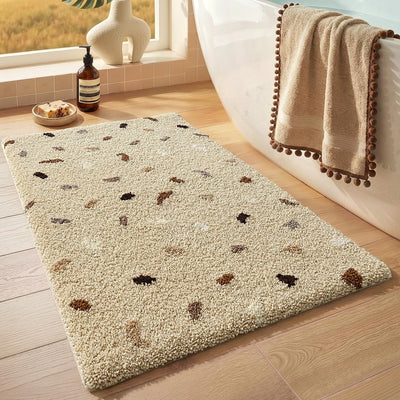 Alfombra baño antideslizante microfibra gruesa caqui 20x32