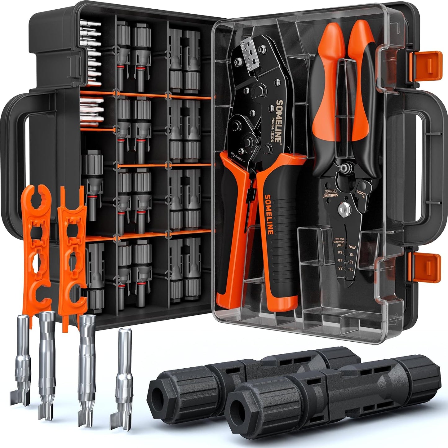 Kit crimpado con 12 pares conectores solares y llave
