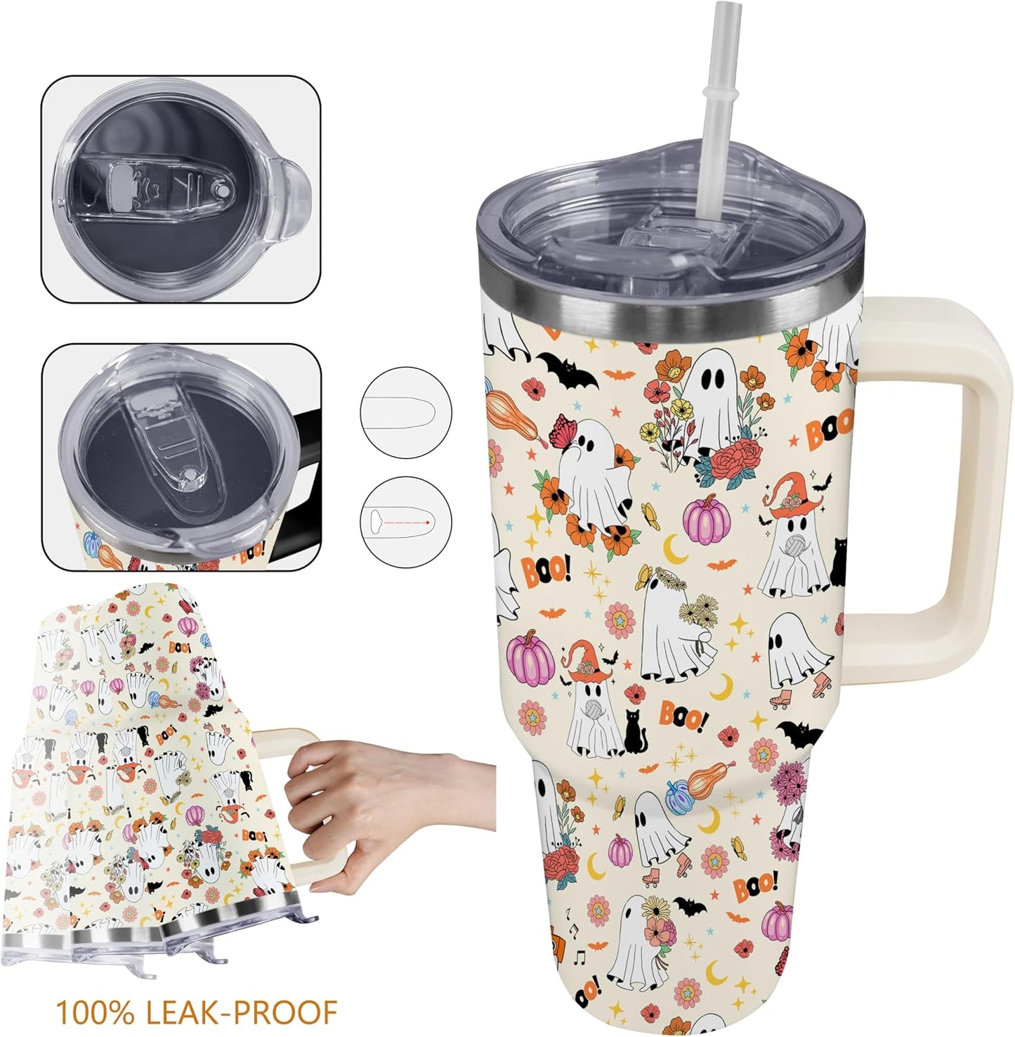 Vaso Halloween calabaza fantasma acero inox 40oz