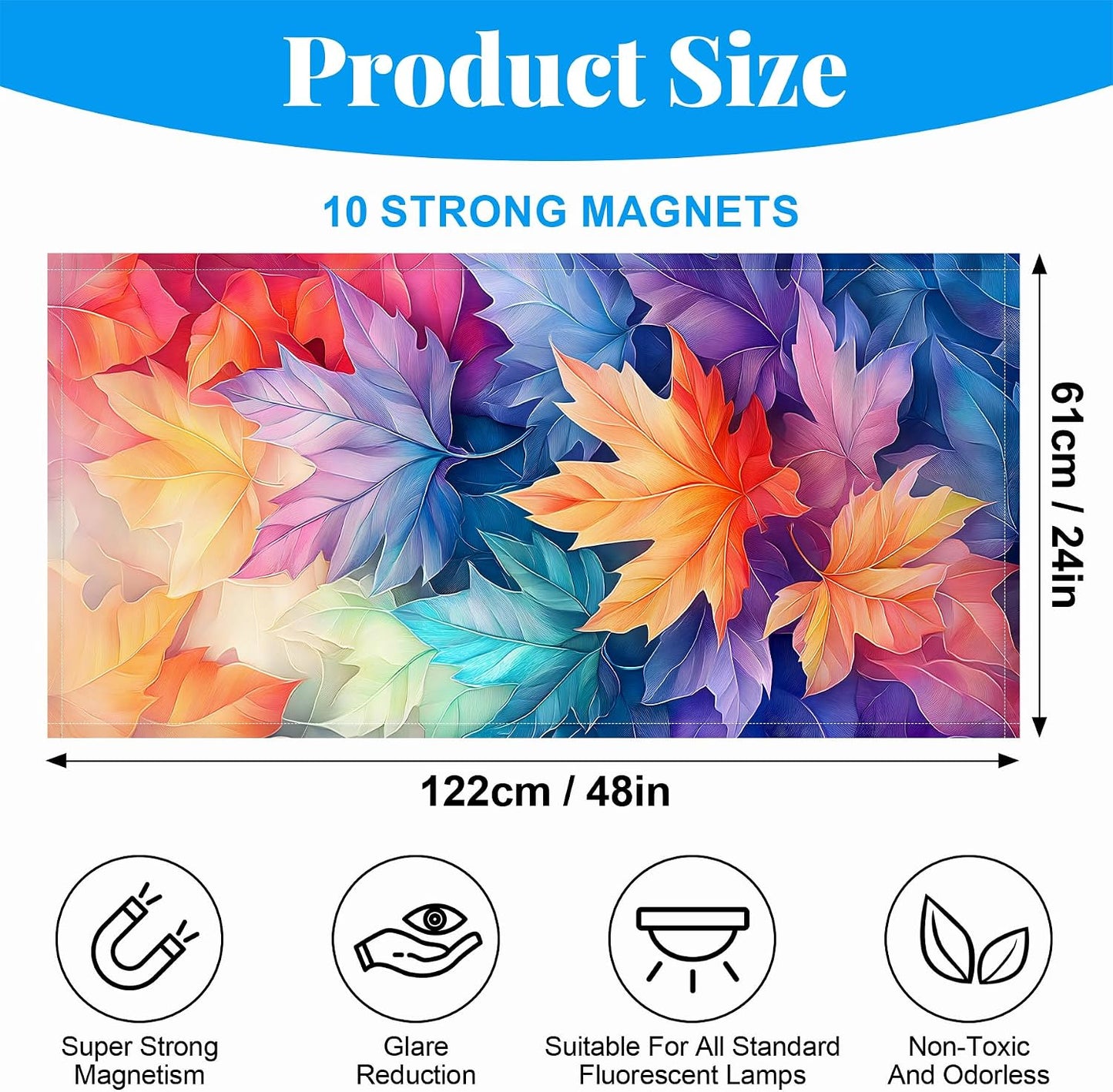Cubiertas luz fluorescente magnéticas 4x2ft pack 2 hoja arce