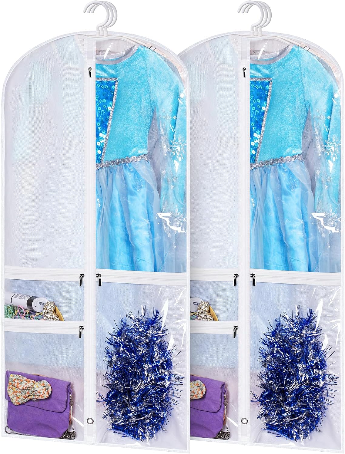 Bolsa ropa baile con 3 bolsillos transparentes cremallera