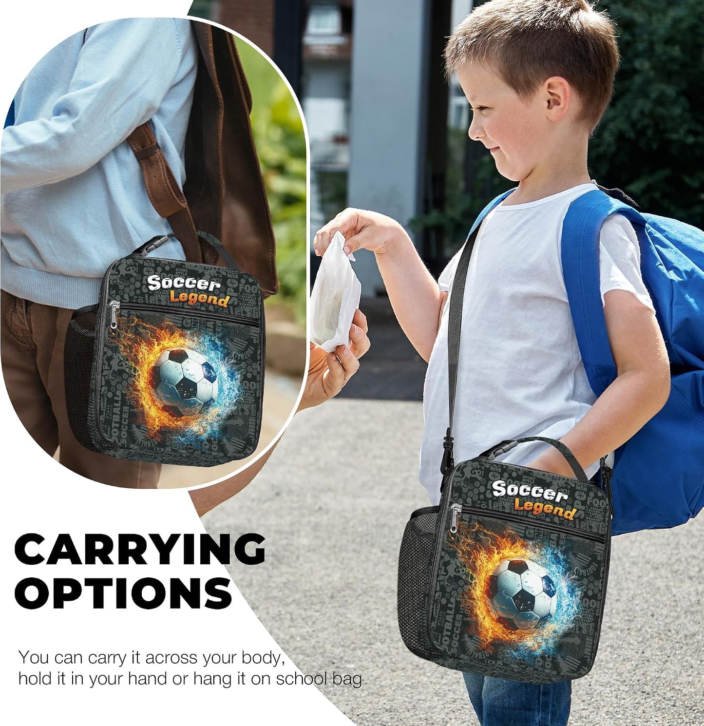 Bolsa almuerzo aislada para niños con bola 3D