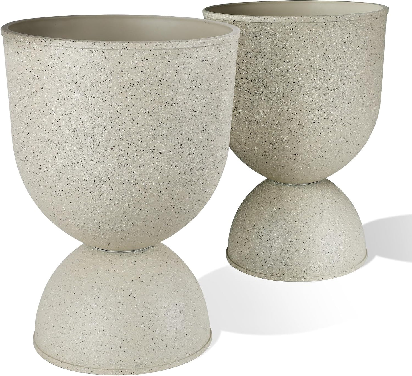 Macetas plástico pedestal beige 15pulg 2 pzas con drenaje