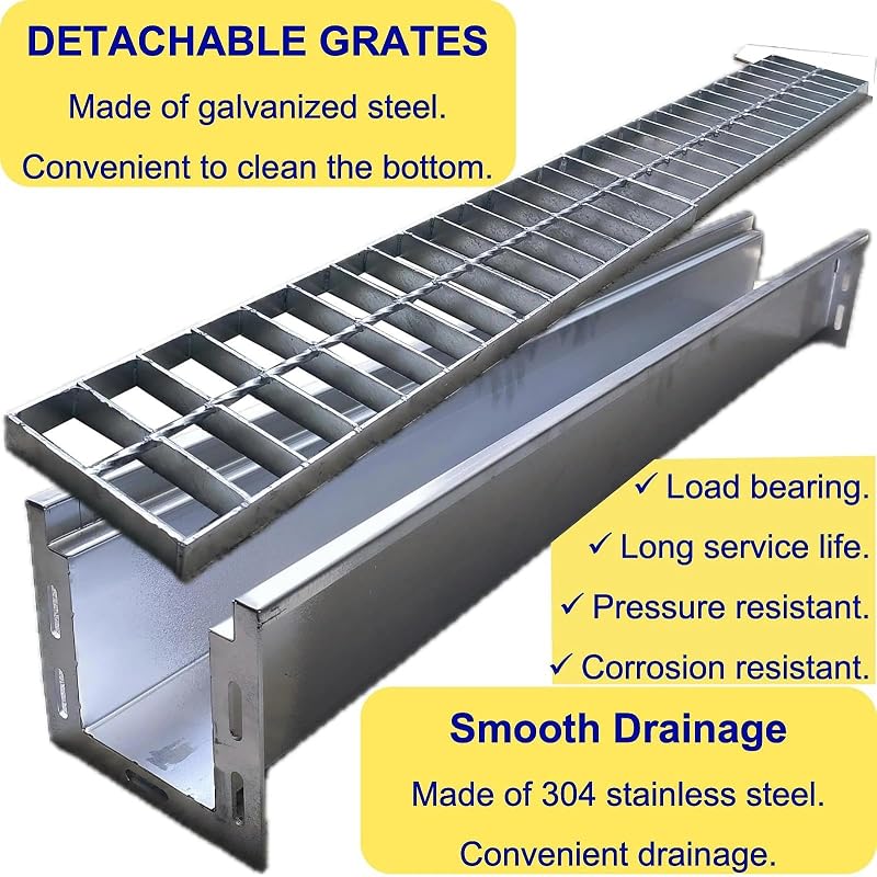 Drenaje acero inox 304 rejilla galvanizada 39x5.9" clase B