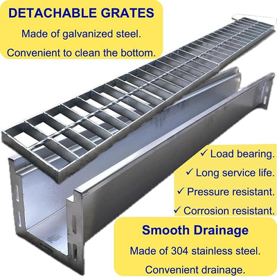 Drenaje acero inox 304 rejilla galvanizada 39x5.9" clase B