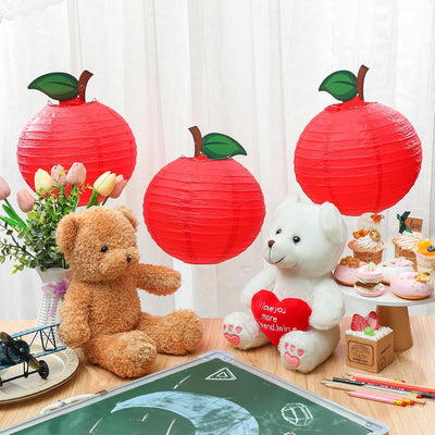 12 Pzas Farol Manzana Roja 10pulg Decoración Aula