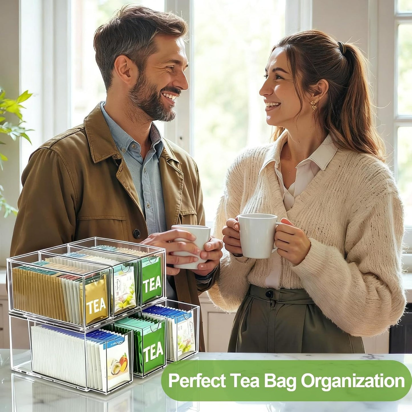 6 Pzas Cajones Organizadores Apilables para Bolsitas de Té Acrílico