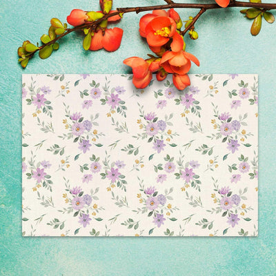 4 Manteles Flores Moradas 12x18pulg Interiores Exteriores