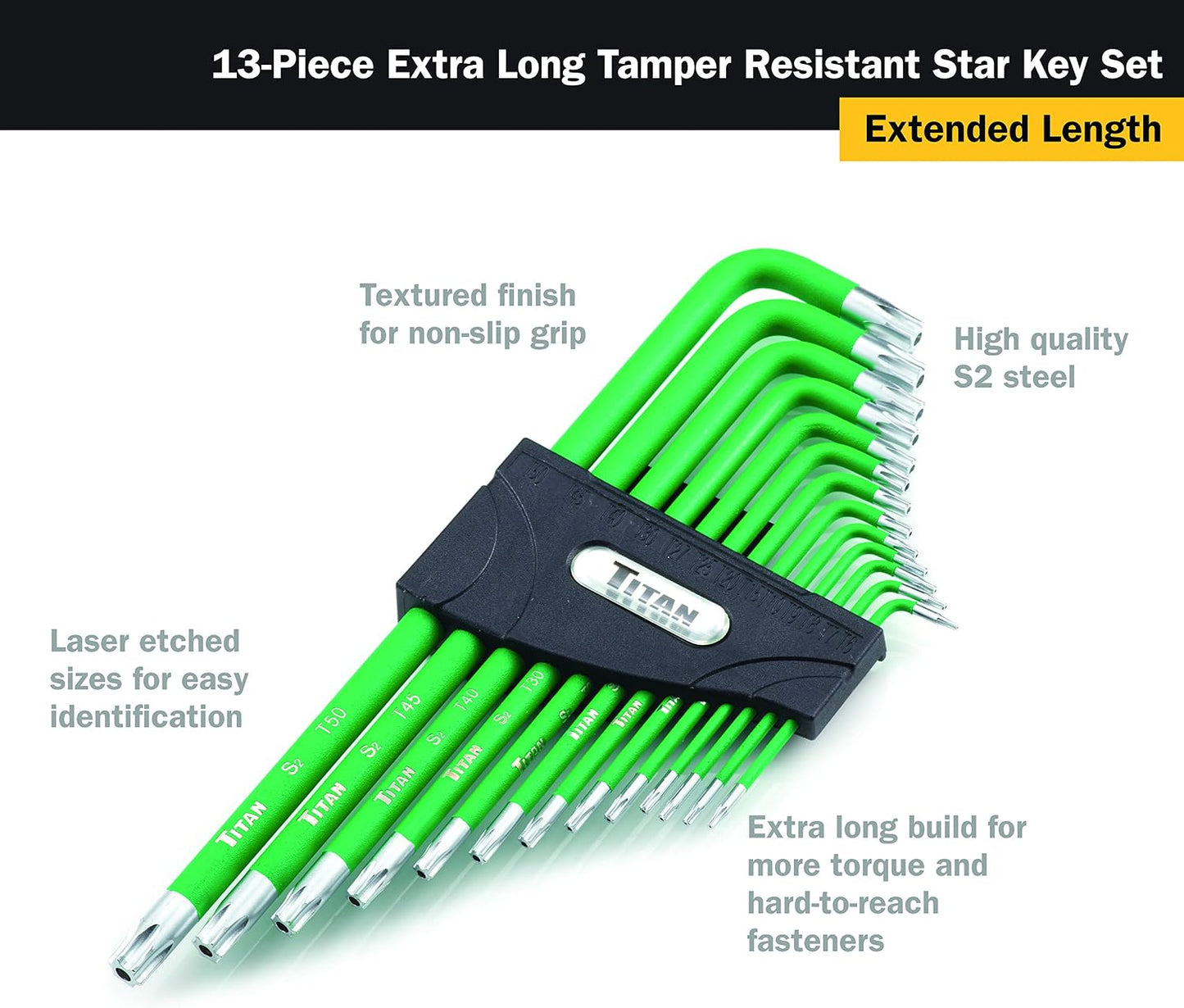 Set llaves estrella brazo extralargo 13 pzas verde